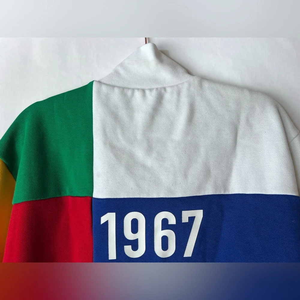 Polo Ralph Lauren Mens Large Tennis Mesh‎ Colorblock Zip Track Jacket